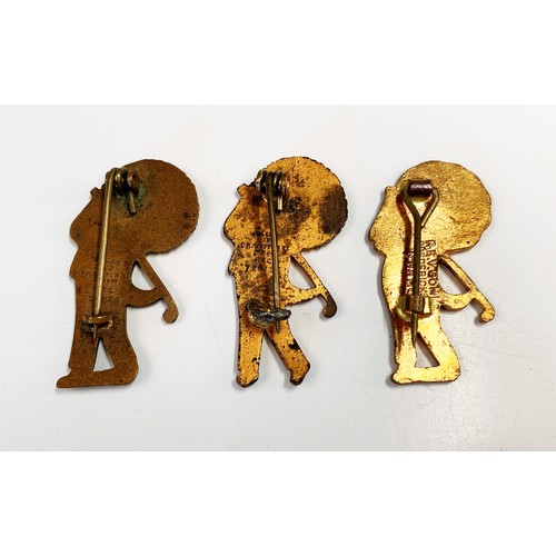 272 - 3x Early Robertson's Golden Shred Golfing Pin Badges two with Golden Shred to shirts, 2 by Miller, B... 