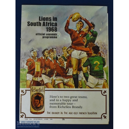 197 - 1968 British & I Lions Souvenir Rugby Programme: Lovely coloured action art cover to this A4 issue w... 