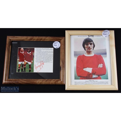 1001 - George Best Denis Law signed photograph, taken from a magazine framed and mounted, plus a Typhoo tea... 