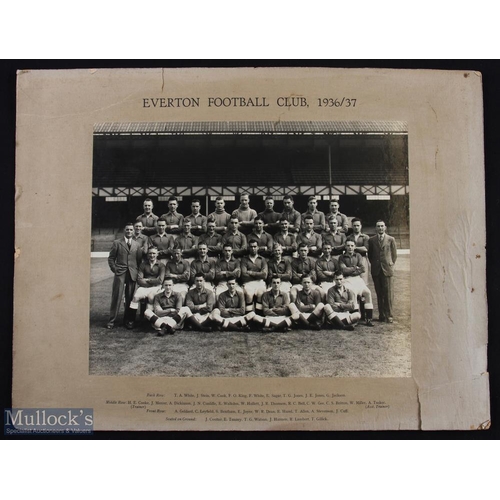 1289 - Pre-war 1936/1937 Everton Football Club official team squad photograph mounted and suitable for fram... 