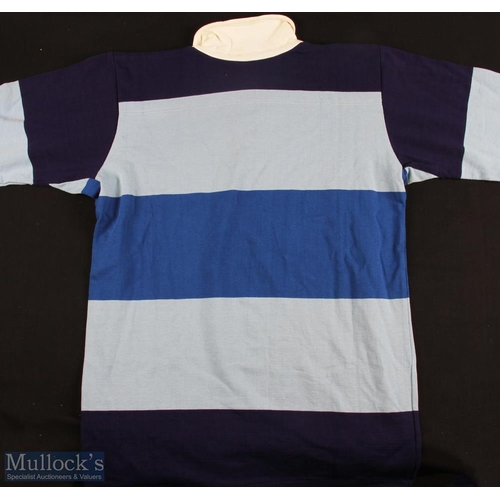 379 - 1990s(?) French Barbarians Jersey: Un-numbered & possibly unworn, three-tone, blues & purple monogra... 