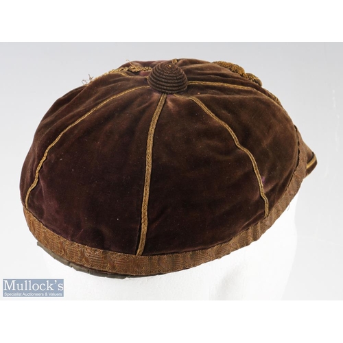 380a - Rare 1897 Wales Rugby Trials Honours Cap: East v West WRU trial cap, Dec 1897, brown, lightly worn, ... 