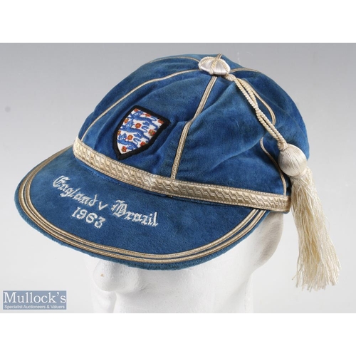 405 - 1963 Ray Wilson England International Football Cap v Brazil - a Friendly match 1-1, comes with a pro... 