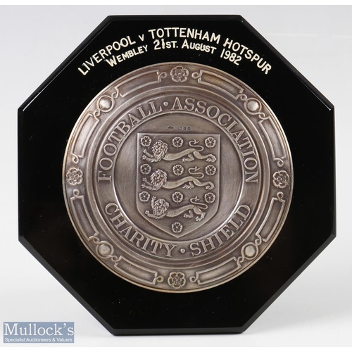 409 - 1982 FA Charity Shield Plaque Liverpool v Tottenham Hotspur 21st August 1982 hallmarked silver by Ma... 