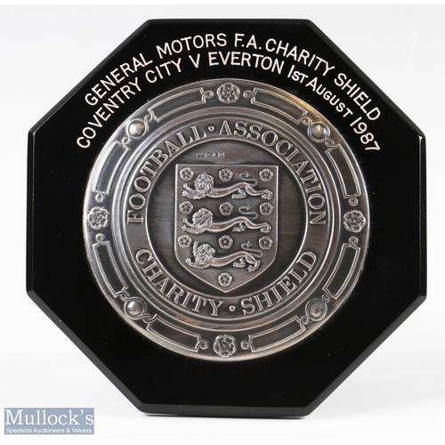 420 - 1987 FA Charity Shield Plaque Coventry City v Everton 1st August 1987 hallmarked silver on black Bak... 