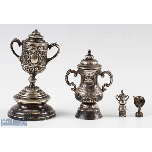 426 - Victorian 19th century cast silver miniature FA Cup trophy height 10cm, worn hallmark to body, possi... 