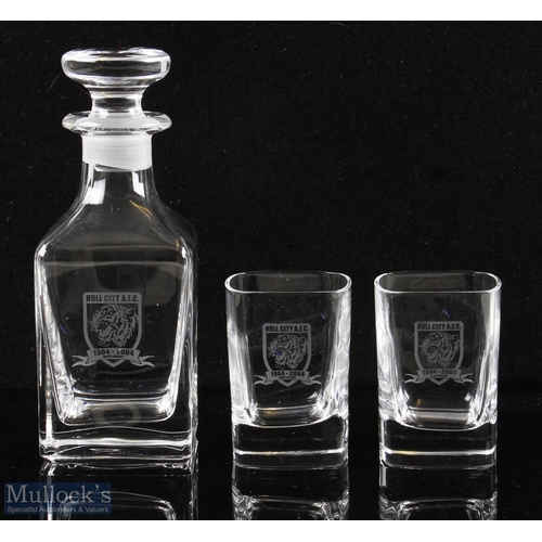 428 - Hull City AFC Centenary 1904-2004 Decanter Set including decanter and two glasses, decanter height 1... 