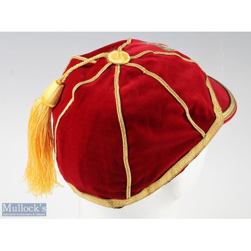 441 - 1978-79 Welsh Malcolm Page International Football Cap red cap with gold coloured embroidered edges w... 