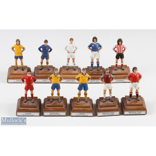 482 - 10 Metal Football Figures FA Cup winners Figures 1990-1999 #10cm tall cold painted on a wooden plint... 