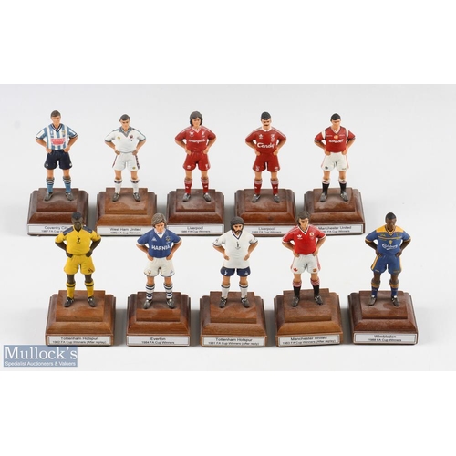 483 - 10 Metal Football Figures FA Cup winners Figures 1990-1999 #10cm tall cold painted on a wooden plint... 