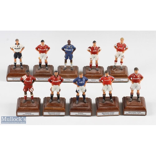 484 - 10 Metal Football Figures FA Cup winners Figures 1990-1999 #10cm tall cold painted on a wooden plint... 