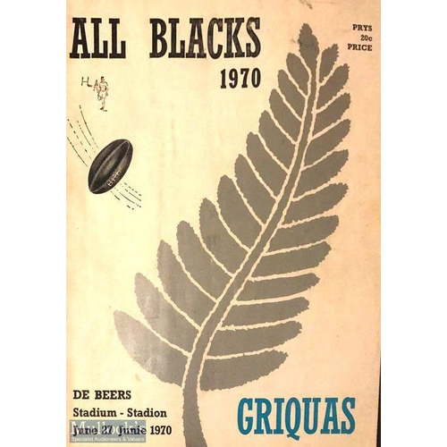 62 - Rare 1970 Griquas v All Blacks Rugby Programme: Hard-to-find tour match programme. G