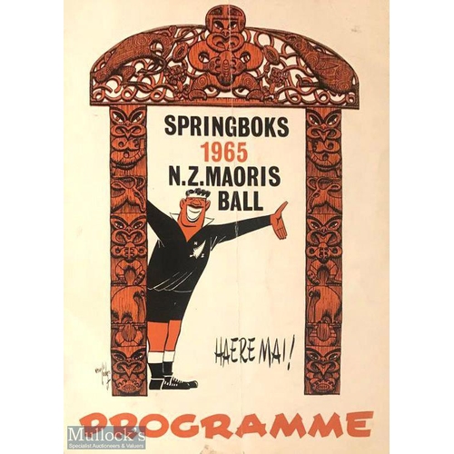 64 - 1965 New Zealand Maoris v Springboks Rugby Dinner Menu: Lovely clean copy, an eye-catching example. ... 