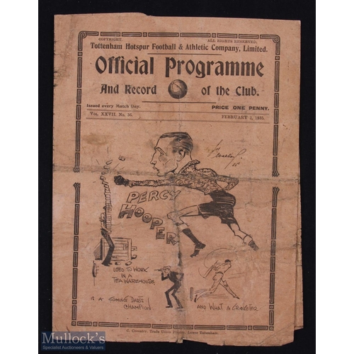 661 - Pre-war 1934/1935 Tottenham Hotspur v Chelsea London Combination match programme 2 February 1935; fo... 