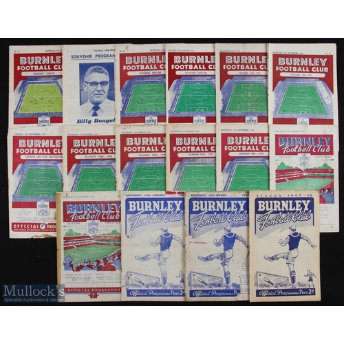 705 - Burnley home match programme selection to include 1947/48 Preston NE, 1949/50 Huddersfield Town (poo... 