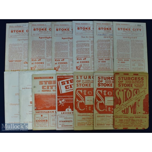 739 - Stoke City home match programme selection to include 1947/48 Manchester City, 1949/50 Birmingham Cit... 