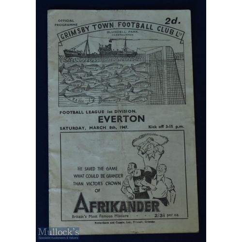 791 - 1946/47 Grimsby Town v Everton Div. 1 match programme 8 March 1947; fair condition.