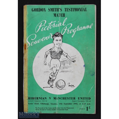 932 - 1952/53 Hibernian v Manchester Utd (Gordon Smith testimonial) programme at Easter Road 15 September ... 