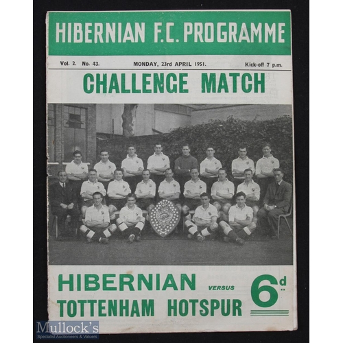 933 - 1950/51 Hibernian v Tottenham Hotspur (challenge match between Scottish/English champions) programme... 