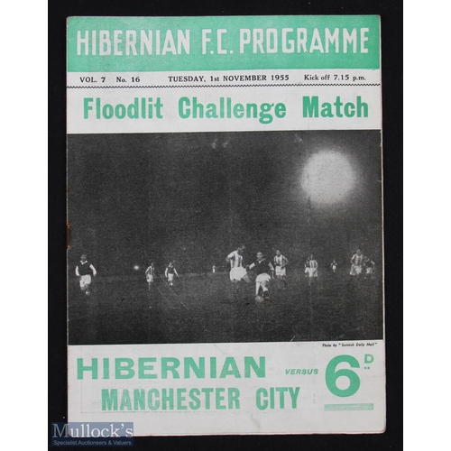 934 - 1955/56 Hibernian v Manchester City (floodlit challenge match) programme at Easter Road 1 November 1... 