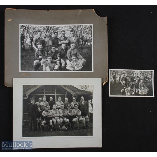 1295 - 3x Vintage football prints and photographs varying sizes, laid down to card and one postcard sized l... 