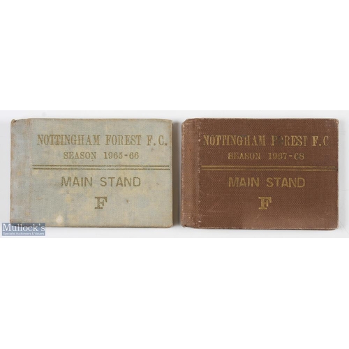 1296 - 1965/66 and 1967/68 Nottingham Forest Season Ticket Booklets for the main stand, Block F, some ticke... 