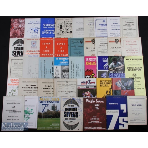 163 - Rugby Sevens Programmes in England M-Y (c.75): To inc Middlesex 7s preliminary rounds 1950, 51 & 61 ... 