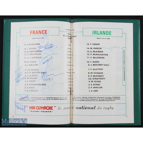 307 - 1978-1982 VIP Rugby Programmes, French Signed (5): v Ireland 1978 (signed by French squad & M Gibson... 