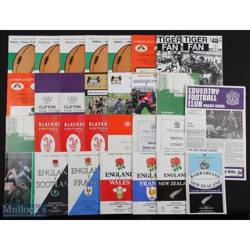 378 - 1970-2011 Rugby Programme Selection (74): 6 England homes v Scot 61, Fra 79 & 81, Wales 82, NZ 83 & ... 