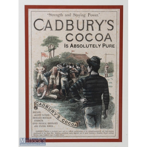 386c - Trio of Vintage Rugby Prints & 3 Large Poster Albums (6): 1888 Framed Cadbury's Cocoa Rugby Advert, ... 