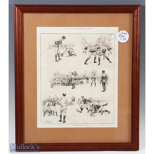 386c - Trio of Vintage Rugby Prints & 3 Large Poster Albums (6): 1888 Framed Cadbury's Cocoa Rugby Advert, ... 