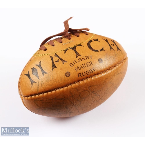 377a - Rugby Posters, Ties & Signed Mini Ball (9): Mini leather Gilbert ball signed (fading) by 1971 Welsh ... 