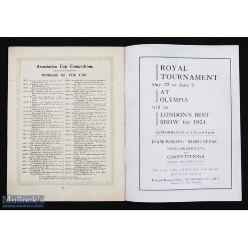 589 - AMENDED DESCRIPTION - 1924 FA Cup Final Aston Villa v Newcastle United match programme at Wembley, r... 