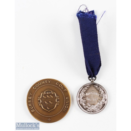 56 - 2x Worplesdon Golf Club medals from 1922 onwards-including 1922 Scratch Mixed Foursomes Runners-Up S... 