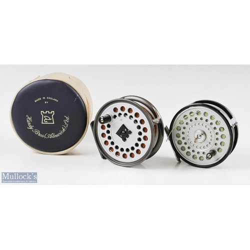 23 - Hardy Alnwick Viscount 150 alloy salmon fly reel 3 7/8 inch spool with black handle twin screw Castl... 