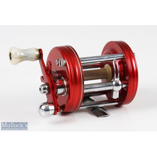 28 - ABU Ambassadeur 6000 multiplier reel in red c1960s transitional model, no number to foot, marbled co... 