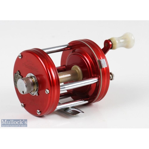 28 - ABU Ambassadeur 6000 multiplier reel in red c1960s transitional model, no number to foot, marbled co... 