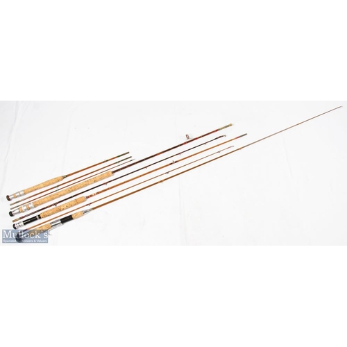 3 - Martinez & Bird Redditch 7ft 4in split cane rod (possibly shortened), 2 piece, signs of use and wear... 