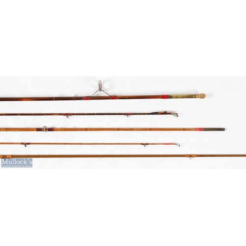 3 - Martinez & Bird Redditch 7ft 4in split cane rod (possibly shortened), 2 piece, signs of use and wear... 