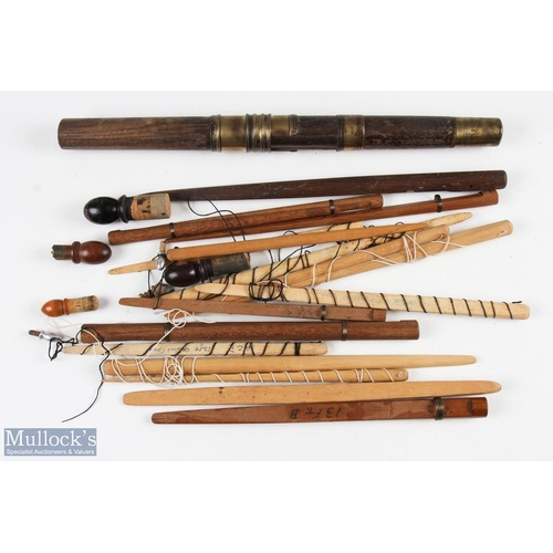 32 - Period Split Cane Rod Spare Parts, to include splints x 18, Acorns x 5, a good-looking brass F T Wil... 