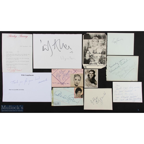 412 - Female Singers group of signed pieces by female singers including a tls from Shirley Bassey, and sig... 