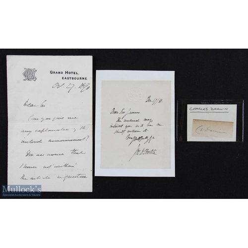 414 - Charles Darwin Autograph - in pencil on a small slip of paper, with a letter of provenance, together... 