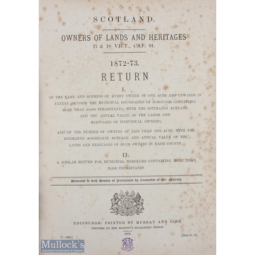 433 - Scotland - Owners of Lands and Heritages. a leather bound large folio book 1872-73 - I. Of Name & Ad... 