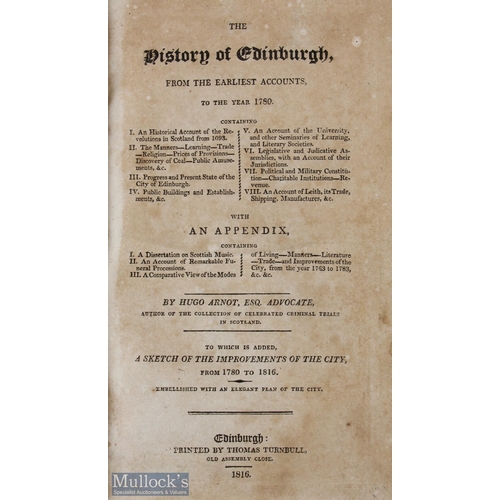 437 - 1816 The History of Edinburgh by Hugo Arnot Book Thomas Turnbull Edinburgh, rebound book