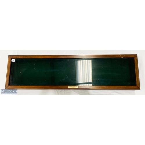 256b - Dark Wood Lidded Display Case with glass hinged lid used for displaying golf clubs - size #13cm x 35... 