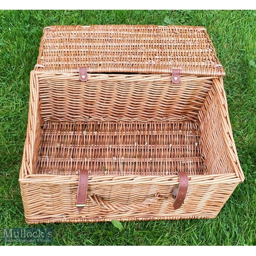 281 - Fortnum & Mason Picnic Hamper Wicker Basket, with handle and leather straps, size #24cm x 34cm x 50c... 