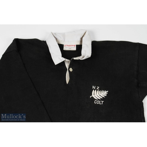 100 - 1980s New Zealand Colts Match worn Rugby Jersey: Slightly worn (from a few games?), traditional blac... 