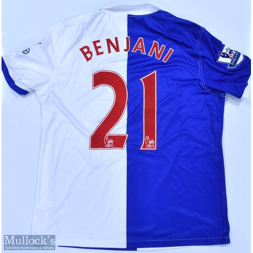 1022 - Blackburn Rovers 2010/11 Benjani No 21 match issue home football shirt Football League badges to sle... 