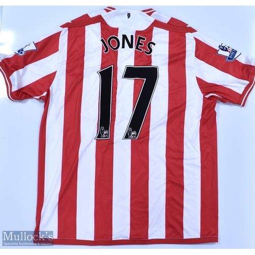 1026 - Sunderland 2009/10 Jones No 17 match issue home football shirt Premier League badges to sleeves, Umb... 