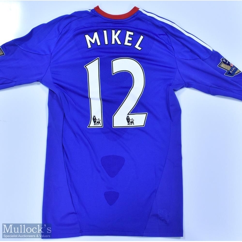 1075 - Chelsea 2010/11 Mikel No 2 match issue home football shirt 'Champions' Premier League badges to slee... 